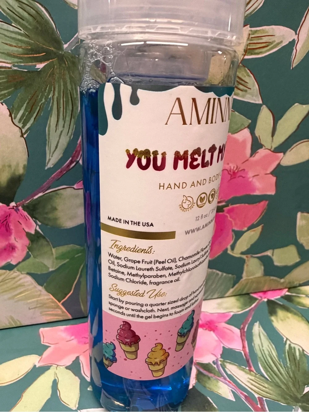 Aminnah You Melt My Heart Hand & Body Cleanser 12 oz – Mango Papaya Ice Cream
